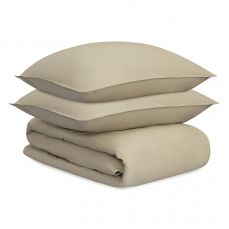 Комплект постельного белья из стираного перкаля бежево-серого цвета из коллекции essential, 200х220 см Tkano
