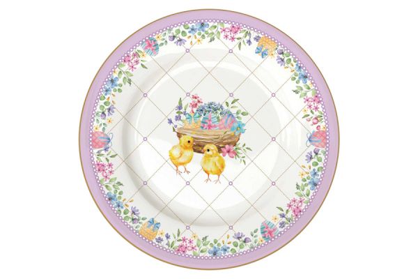Тарелка десертная 19 см, 4 шт, фарфор, Микс, Кролики и цыплята, Spring Bloom Easy Life