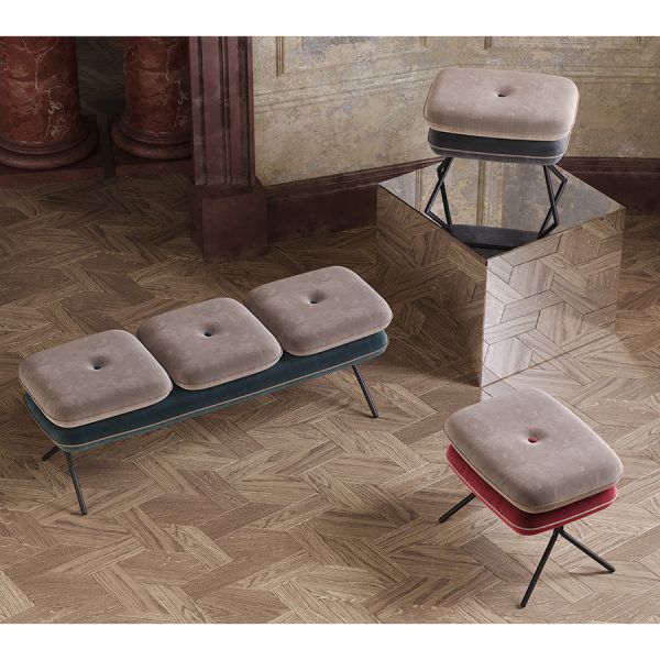 Пуф pea, велюр, бежевый/темно-серый Bergenson Bjorn