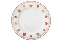 Тарелка обеденная 26.5 см Новогодние шары, Christmas Eve, фарфор, белая Easy Life