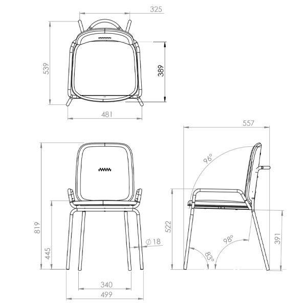 Стул ror, double frame, велюр, черный/серый