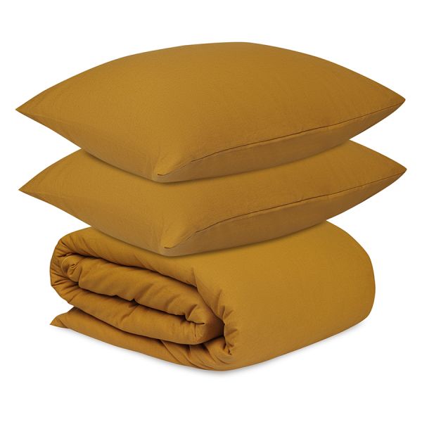 Комплект постельного белья изо льна и хлопка цвета карри из коллекции essential, 150х200 см Tkano
