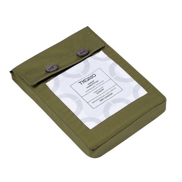 Набор наволочек из премиального сатина оливкового цвета из коллекции essential, 70х70 см Tkano