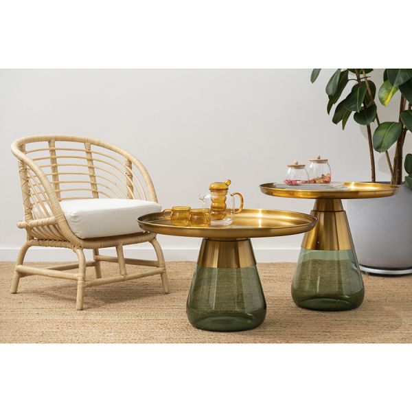 Стол кофейный dahl D70 см латунь/зеленый