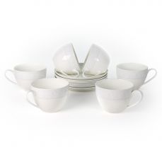Набор чайных пар АККУ Дионис-Грей из костяного фарфора на 6 персон 12 предметов