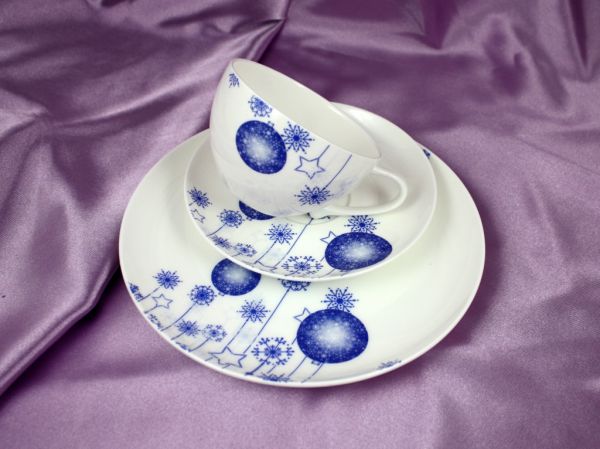 Новогодний подарочный набор (синий), костяной фарфор, АККУ