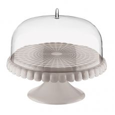 Подставка для торта на ножке с крышкой tiffany 30 см, серо-бежевая Guzzini