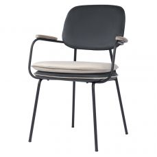 Стул с подлокотниками и контрастным кантом pea, велюр, темно-серый/бежевый Bergenson Bjorn