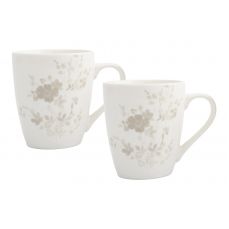 Кружка 350 мл, 2 шт, фарфор, белая, Цветы и листья, Florance ANNA LAFARG
