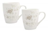 Кружка 350 мл, 2 шт, фарфор, белая, Цветы и листья, Florance ANNA LAFARG