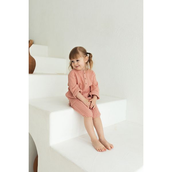 Рубашка из хлопкового муслина цвета пыльной розы из коллекции essential 4-5y