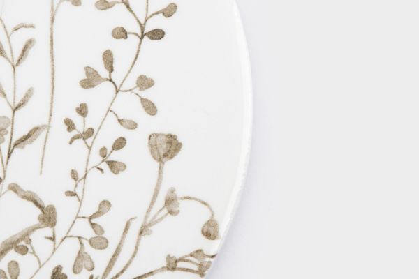 Подставка под кружку 11 см, круглая, керамика/пробка, белая, Осенние цветы, Florance ANNA LAFARG