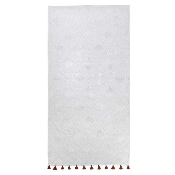 Полотенце банное белое, с кисточками цвета красной глины из коллекции essential 70х140 см Tkano