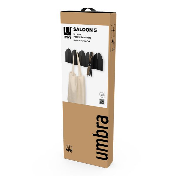 Вешалка настенная saloon, 5 крючков, черная Umbra