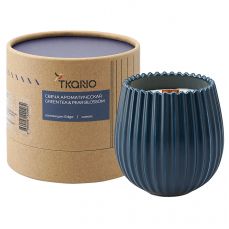 Свеча ароматическая с деревянным фитилём green tea & pear blossom из коллекции edge, синий, 60 ч Tkano