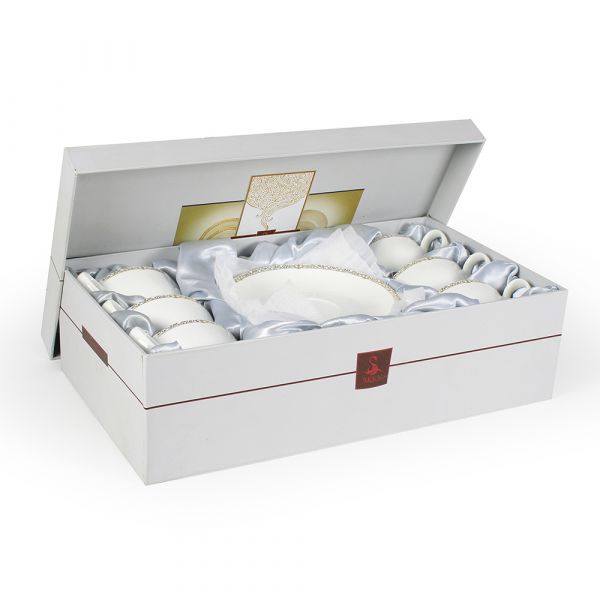 Набор чайных пар АККУ Изольда из костяного фарфора на 6 персон 12 предметов