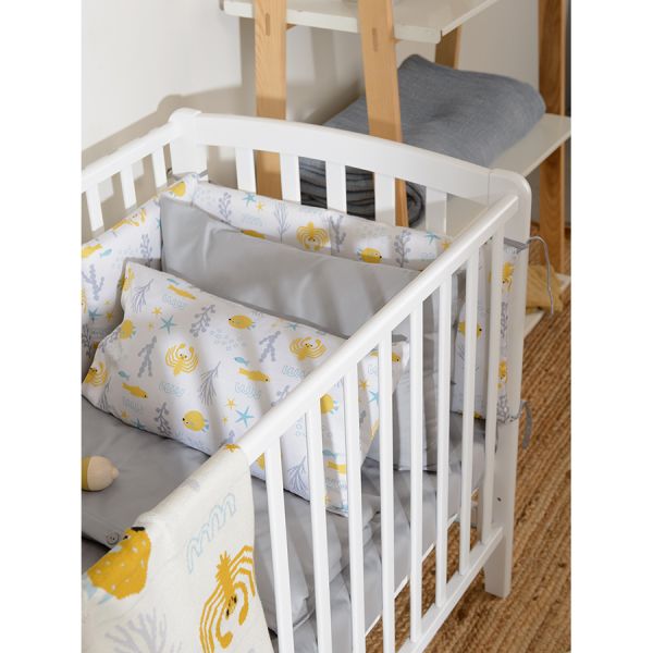 Простыня на резинке детская из сатина светло-серого цвета из коллекции essential 70х140х20 см