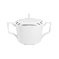 Сахарница 280 мл Айвори, фарфор, белая, с серебристым кантом Anna Lafarg Emily
