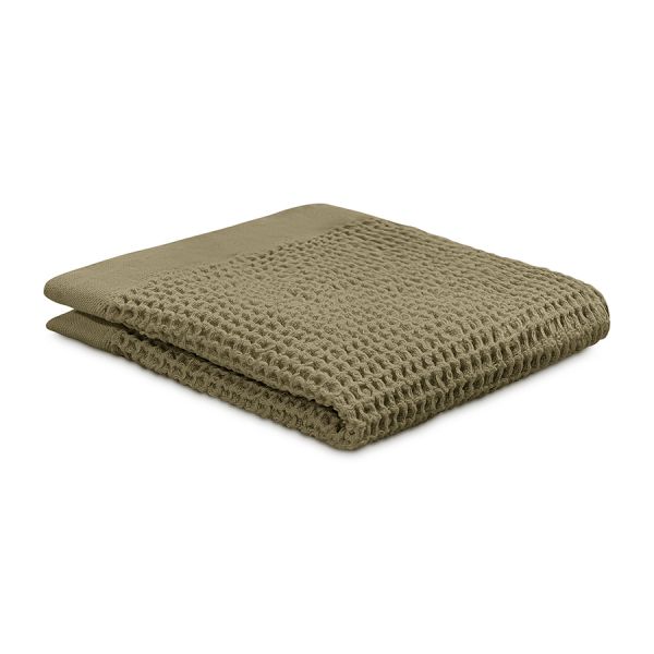 Полотенце для лица из умягченной вафли цвета хаки из коллекции essential, 30x30 см Tkano