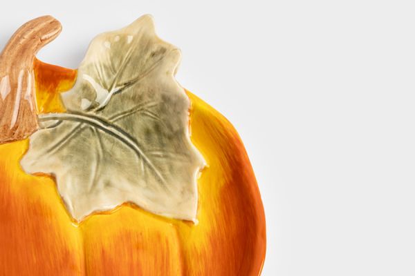 Блюдо 22 см, керамика, оранжево-зеленое, Тыква, Bright pumpkin ANNA LAFARG
