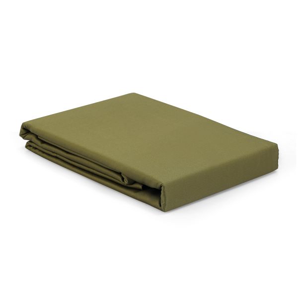 Простыня на резинке из премиального сатина оливкового цвета из коллекции essential,  180х200х30 см Tkano