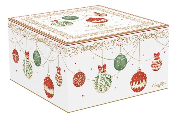 Пара чайная 370 мл Новогодние шары, Christmas Eve, на 1 персону, 2 предмета, фарфор, белая Easy Life