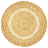 Ковер из джута круглый с вставками белого цвета из коллекции ethnic 150 см Tkano