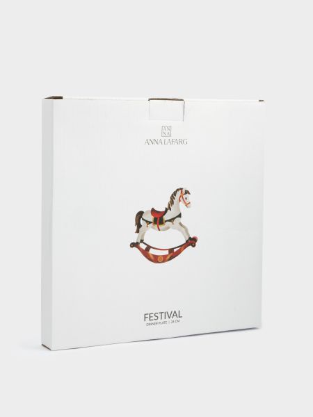 Тарелка обеденная 24 см, керамика, зеленая, Лошадка, Festival Anna Lafarg