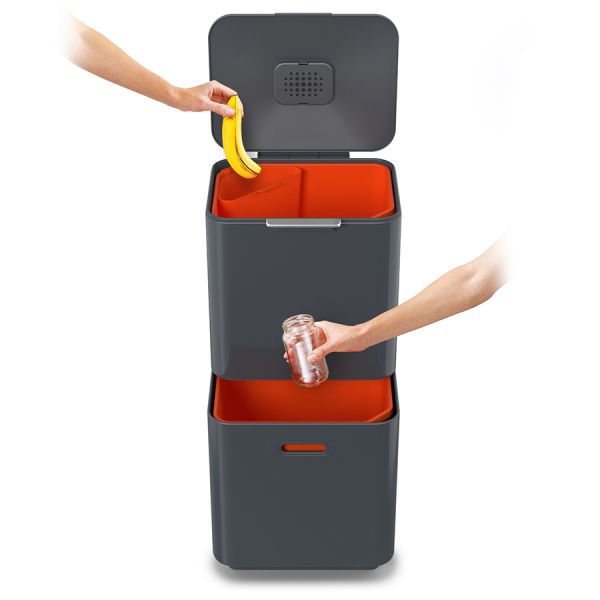 Контейнер для мусора с двумя баками Totem Max 60 л графит Joseph Joseph