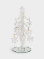 Статуэтка 15 см, с подвесками, стекло, серебристая, Ель со снежинками, Event ANNA LAFARG