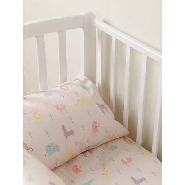 Простыня на резинке из сатина с принтом animalia world из коллекции tiny world 80х160х20 см