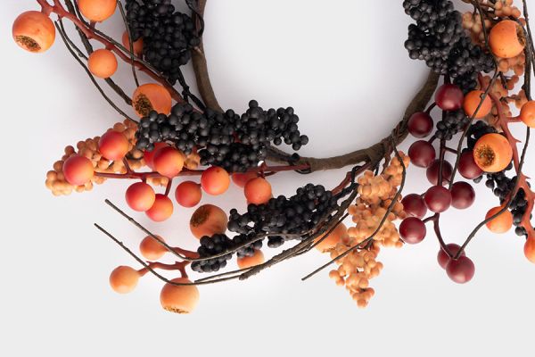 Венок декоративный 13/28 см, пенопласт/бумага, Ягоды, Bright pumpkin ANNA LAFARG
