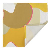 Салфетка сервировочная из хлопка горчичного цвета с авторским принтом из коллекции freak fruit