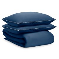 Комплект постельного белья темно-синего цвета с контрастным кантом из коллекции essential 200х220 см