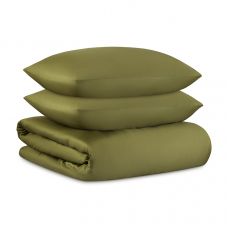 Комплект постельного белья из премиального сатина оливкового цвета из коллекции essential, 200х220 см Tkano