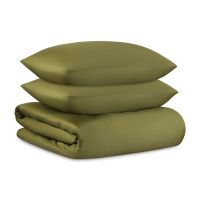 Комплект постельного белья из премиального сатина оливкового цвета из коллекции essential, 200х220 см Tkano