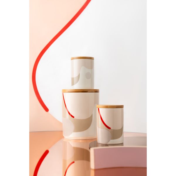 Банка для хранения бежевого цвета с авторским принтом из коллекции freak fruit 275мл