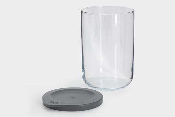 Емкость для хранения 15х10 см, 950 мл, стекло/пластик, серая, Basic ANNA LAFARG
