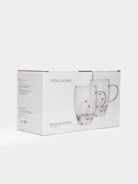 Кружка 350 мл, 2 шт, стекло, с ягодами и еловыми ветками внутри, Wind-mystery ANNA LAFARG