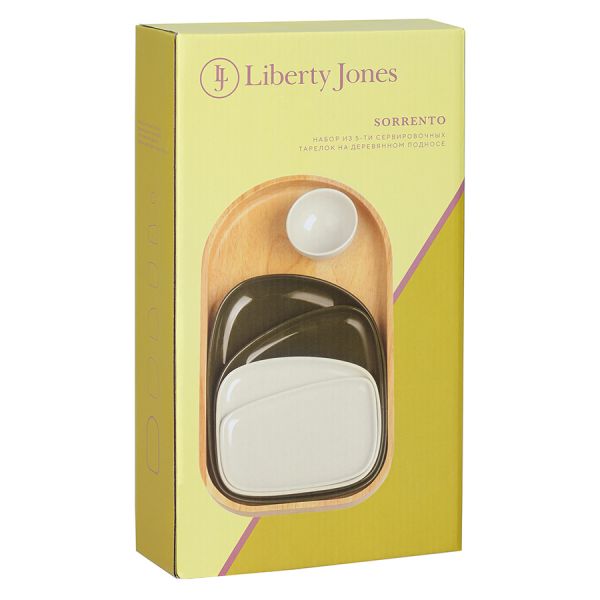 Набор из 5-ти сервировочных тарелок на деревянном подносе sorrento Liberty Jones