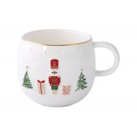 Кружка 400 мл Щелкунчик, Let It Snow, фарфор, белая, с золотым кантом Easy Life