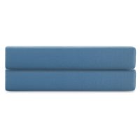 Простыня на резинке из премиального сатина джинсово-синего цвета из коллекции essential,  180х200х30 см Tkano