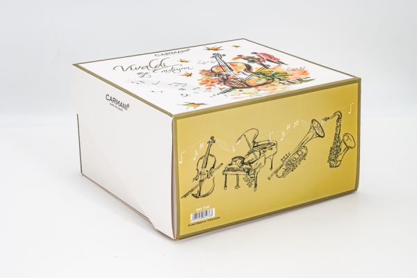 Кружка 380 мл, фарфор F, белая с красным кантом, Осень, A. Vivaldi Carmani