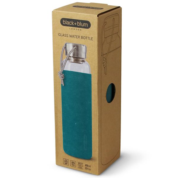 Бутылка для воды стеклянная 600 мл бирюзовая