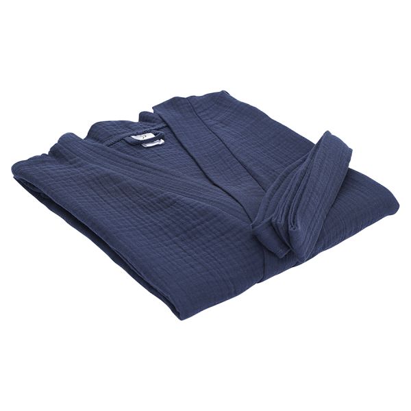 Халат из многослойного муслина темно-синего цвета из коллекции essential, размер s Tkano