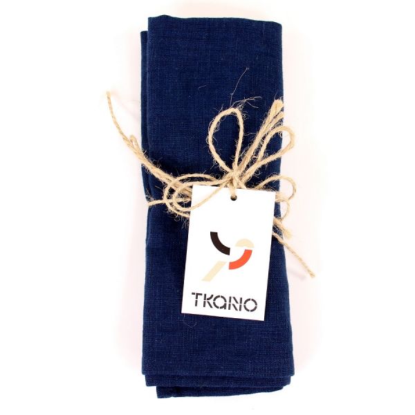 Салфетка сервировочная из умягченного льна темно-синего цвета, 45х45 см Tkano