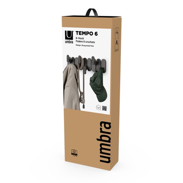 Вешалка настенная tempo, 6 крючков, черная Umbra