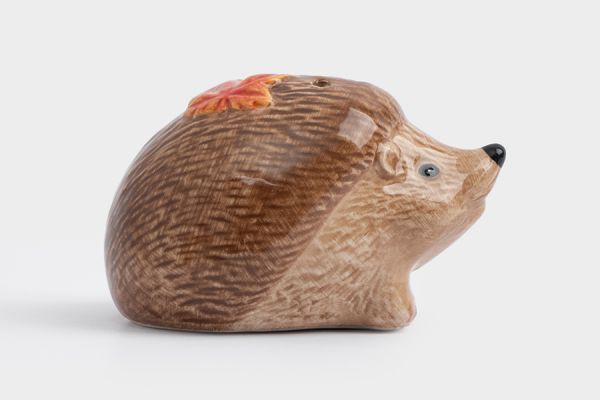 Емкость для соли или перца 5 см, керамика, коричневая, Еж с листом, Autumn forest ANNA LAFARG