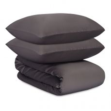 Комплект постельного белья из премиального сатина темно-серого цвета из коллекции essential, 200х220 см Tkano