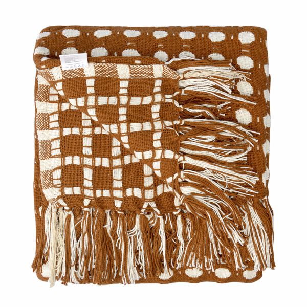 Покрывало из хлопка polka dots карамельного цвета из коллекции essential, 180х250 см Tkano